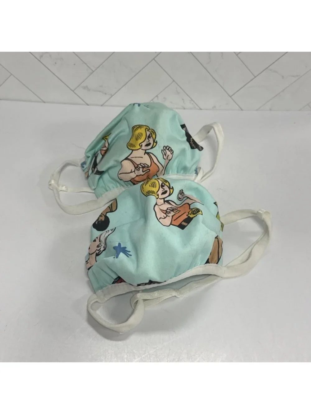 Pinup Girl Clothing PUG Lady Wrestlers Fabric Face Cover Mask x2
